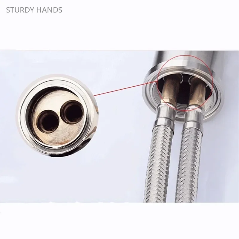 2pcs Faucet Soft Water Pipe Hot and Cold Water Inlet Pipe Tip Extension Rod Explosion-proof Kitchen Wash Basin Faucet Hose