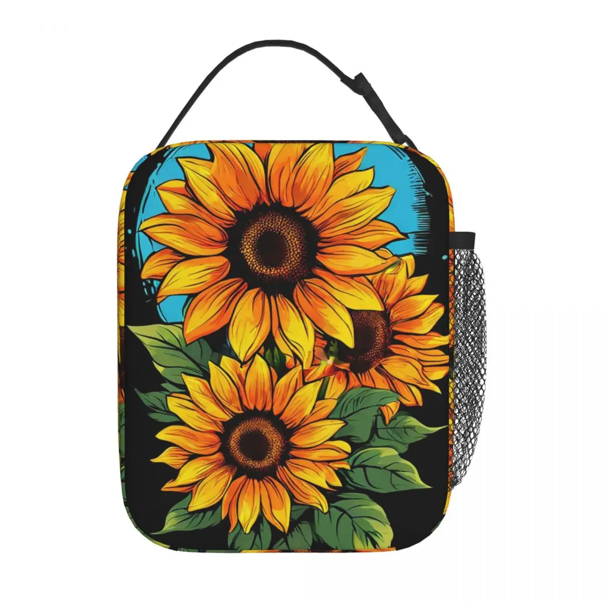 Sunflower Pattern Insulated Lunch Bag for Women Kids Portable Food Boxes Thermal Lunch Box Tote