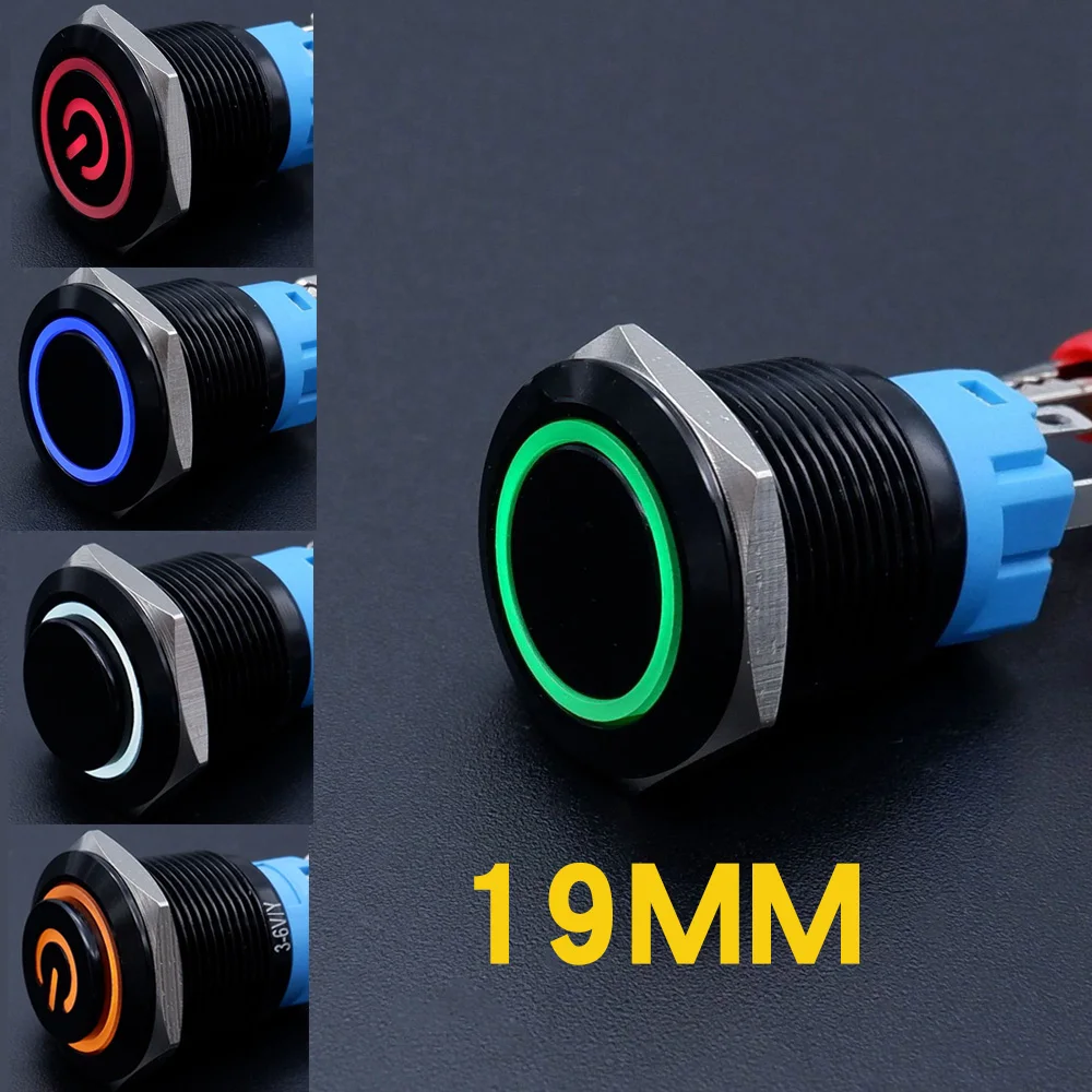 

1pcs Metal Push Button Switch Black 19mm Self-Lock Momentary Reset Waterproor Power Led Light switch panel 12v 5v 24v 220v Red
