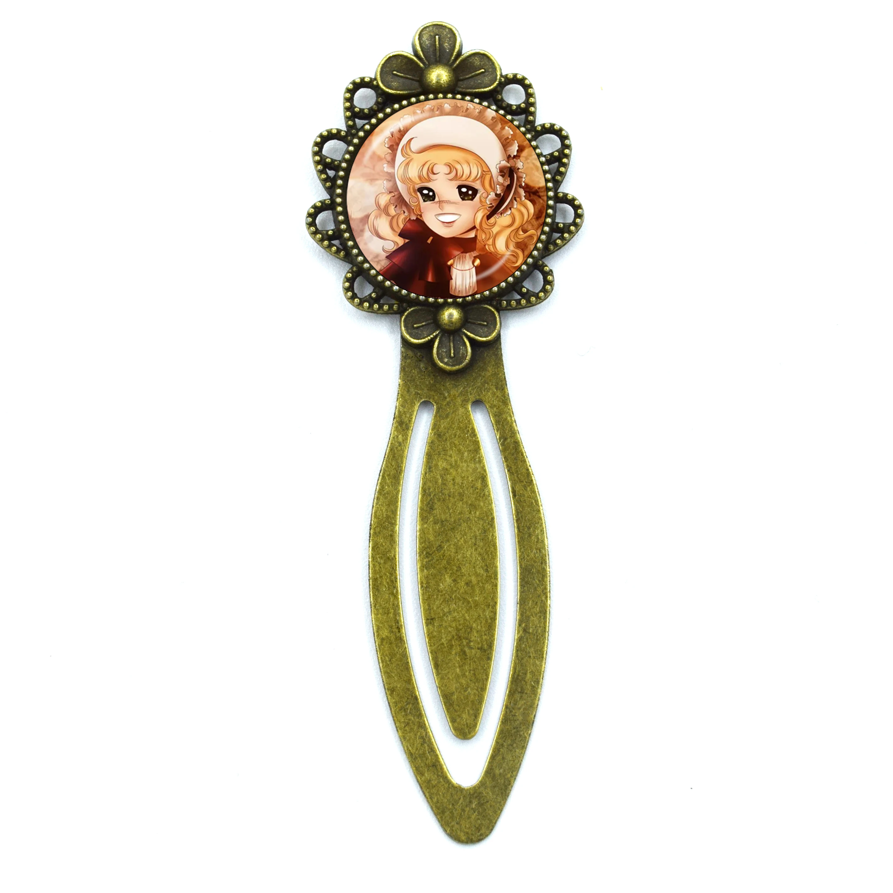 Retro Anime Manga Candy Retro Bronze Bookmark Bookmark Label Glass Gemstone as Book Page Marker