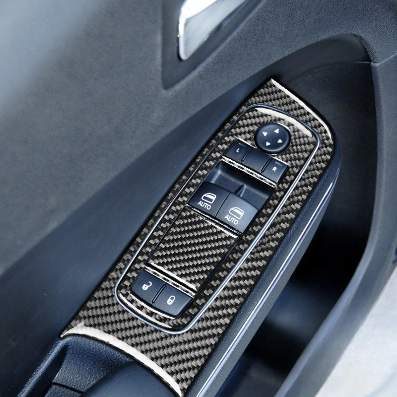 Carbon Fiber Car Window Control Panel Decor Trim Kit