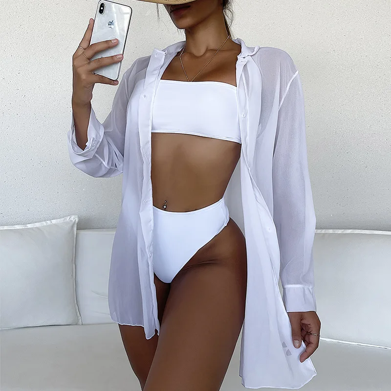 Robe de plage en mousseline de soie, tunique pour femmes, cover-up pour les maillots de bain, mini robe, tendance 2022