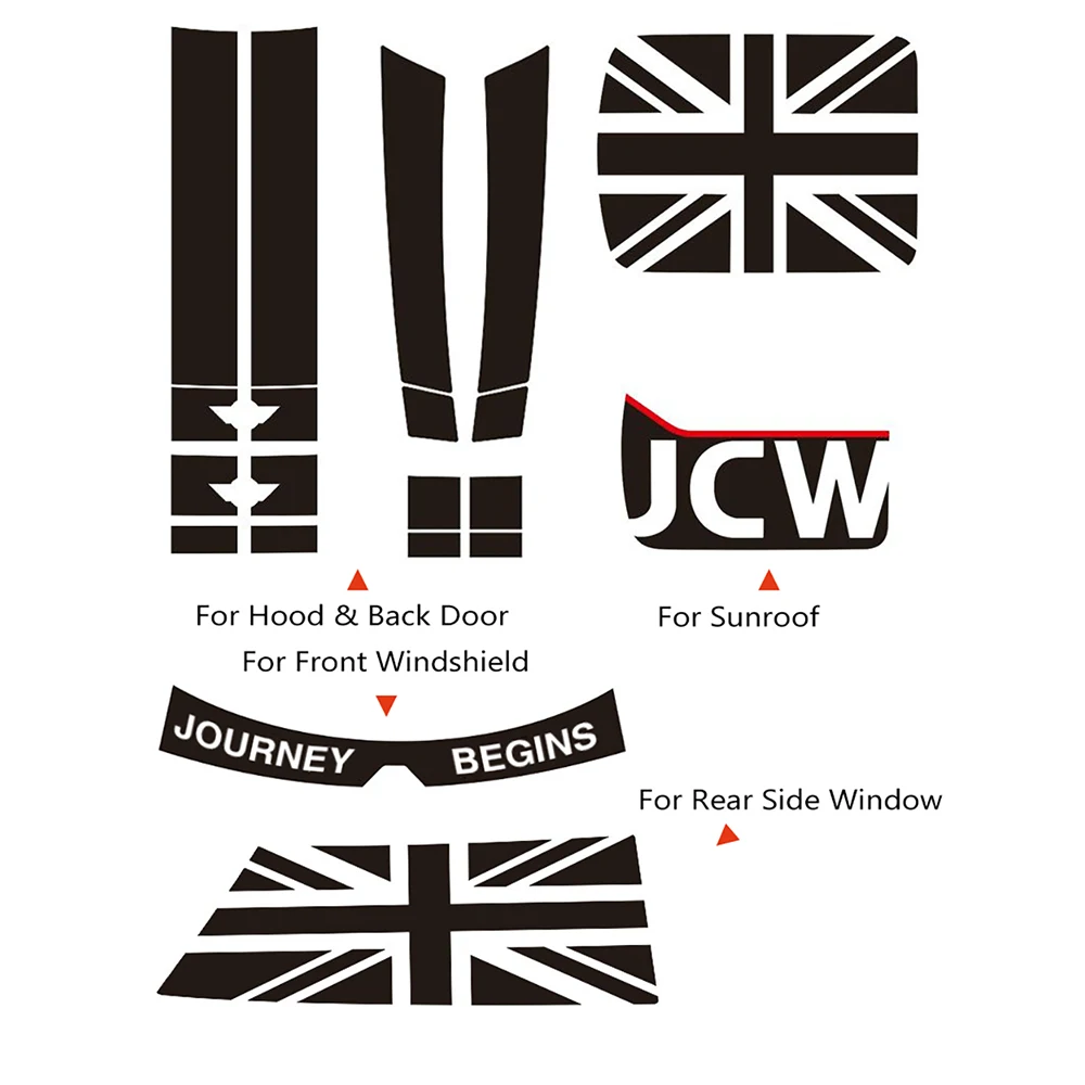 Car Sticker For MINI Cooper SE J01 JCW 2024 Auto Union Jack Styling Vinyl Windshield Window Hood Decor Decal Tuning Accessories