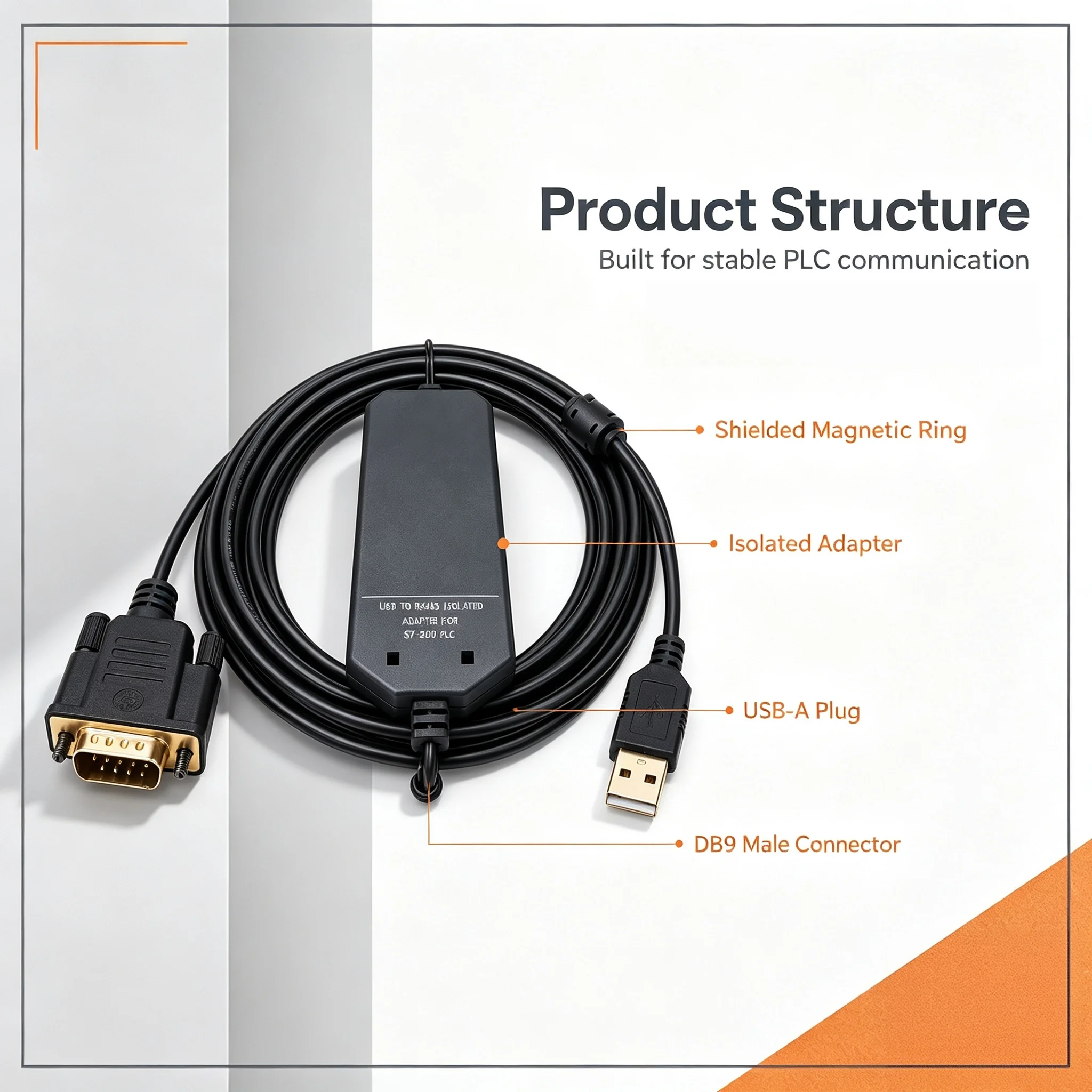 rs485ダウンロードケーブル-6es7901-3db30-0xa0、s7-200-smart-cpu222-224-224xp-226用、5m、マルチマスター対応、絶縁usb-plcケーブル