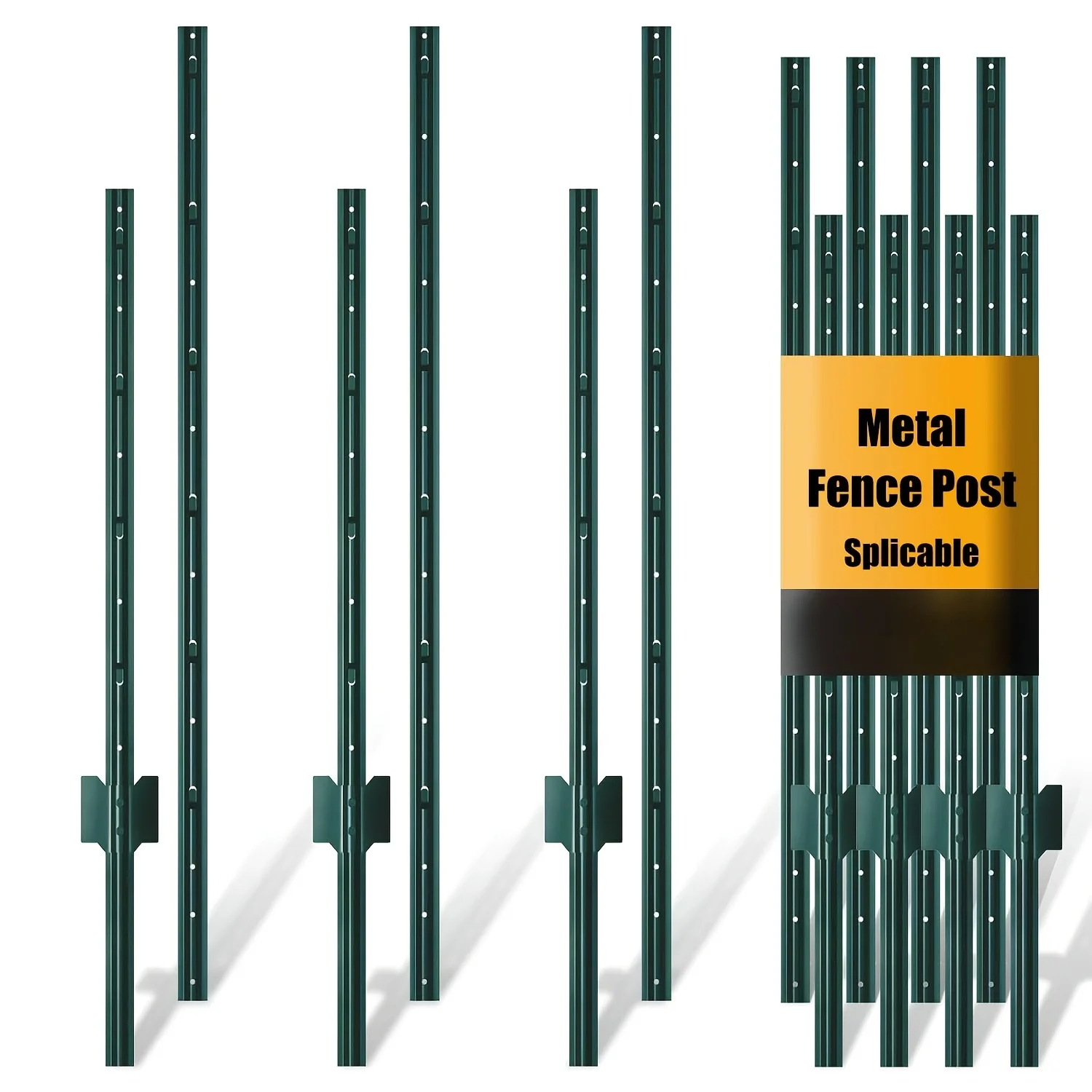 4/5/6/7 Splicable Feet Fence Posts, Metal Fence Post With U-Channel, Steel Fence Poles U Post For Garden Wire Mesh Poles