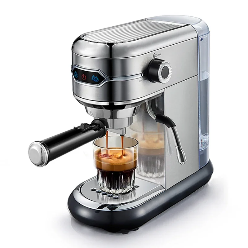 Cafeteira 19 Bar Inox Cafeteira Semi Automática, Super Slim, ESE POD e Máquina de Espresso Cappuccino em Pó, Água Quente, 1.1L, H11