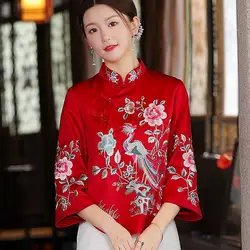 tang suit cheongsams vintage ethnic clothing traditional chinese clothes women Chinese traditional costume female embroidery top