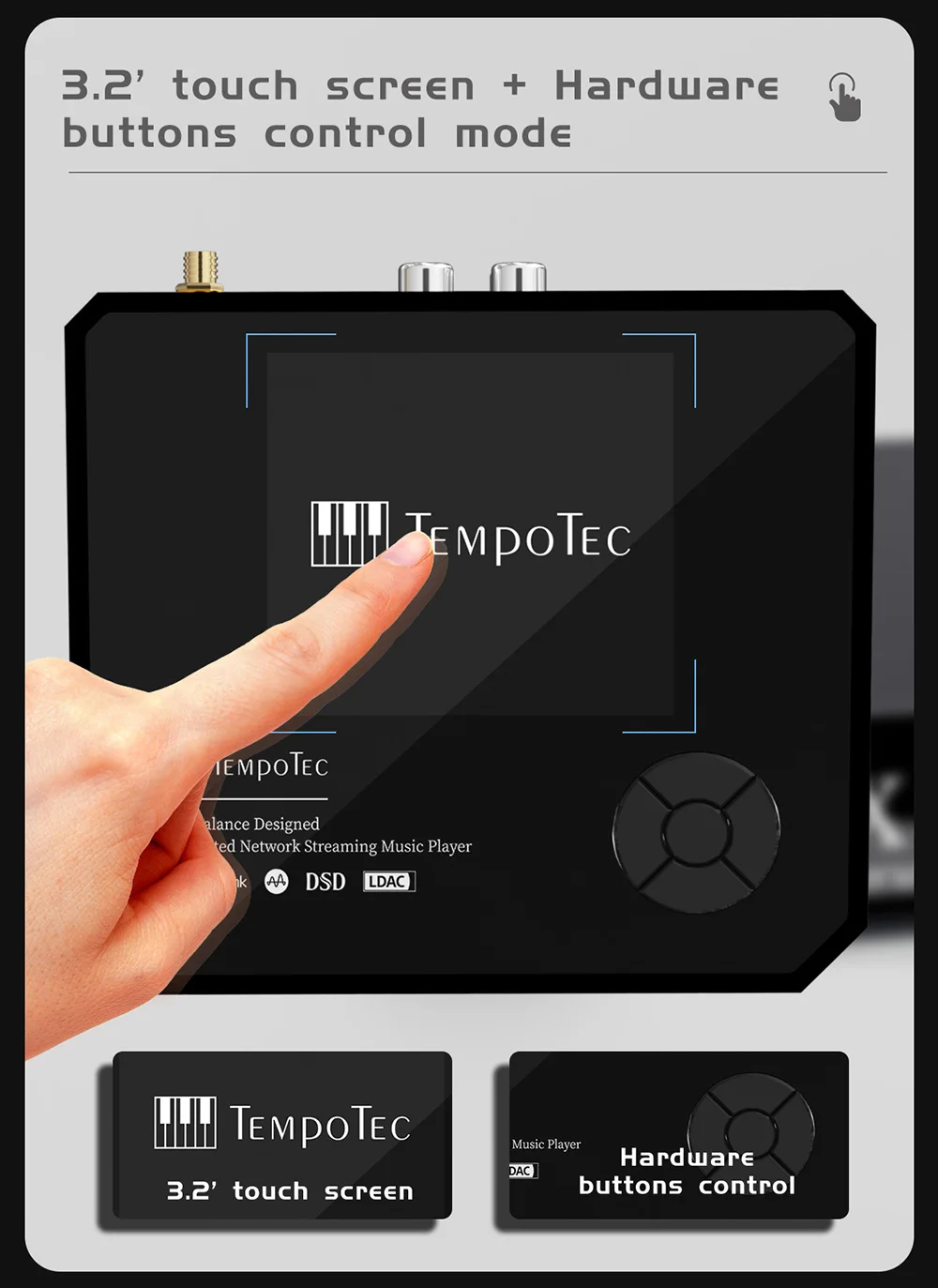 Tempotec Serenade X Desktop HiFi Player, perangkat Audio Bluetooth jaringan DAC DSD256 MQA 16X Tidal Qobuz SPDIF