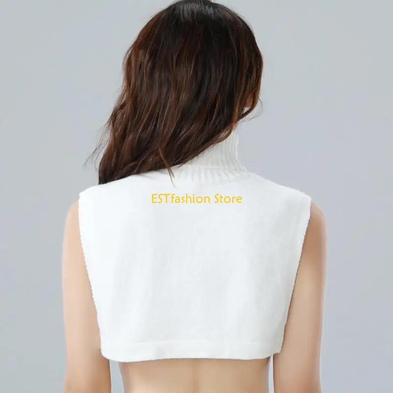 Y5GC 여성 Winter Turtleneck False Fake Collar 스웨터 니트 흰색 분리 가능한 반 탑 Dickey 풀오버 목 커버 조끼