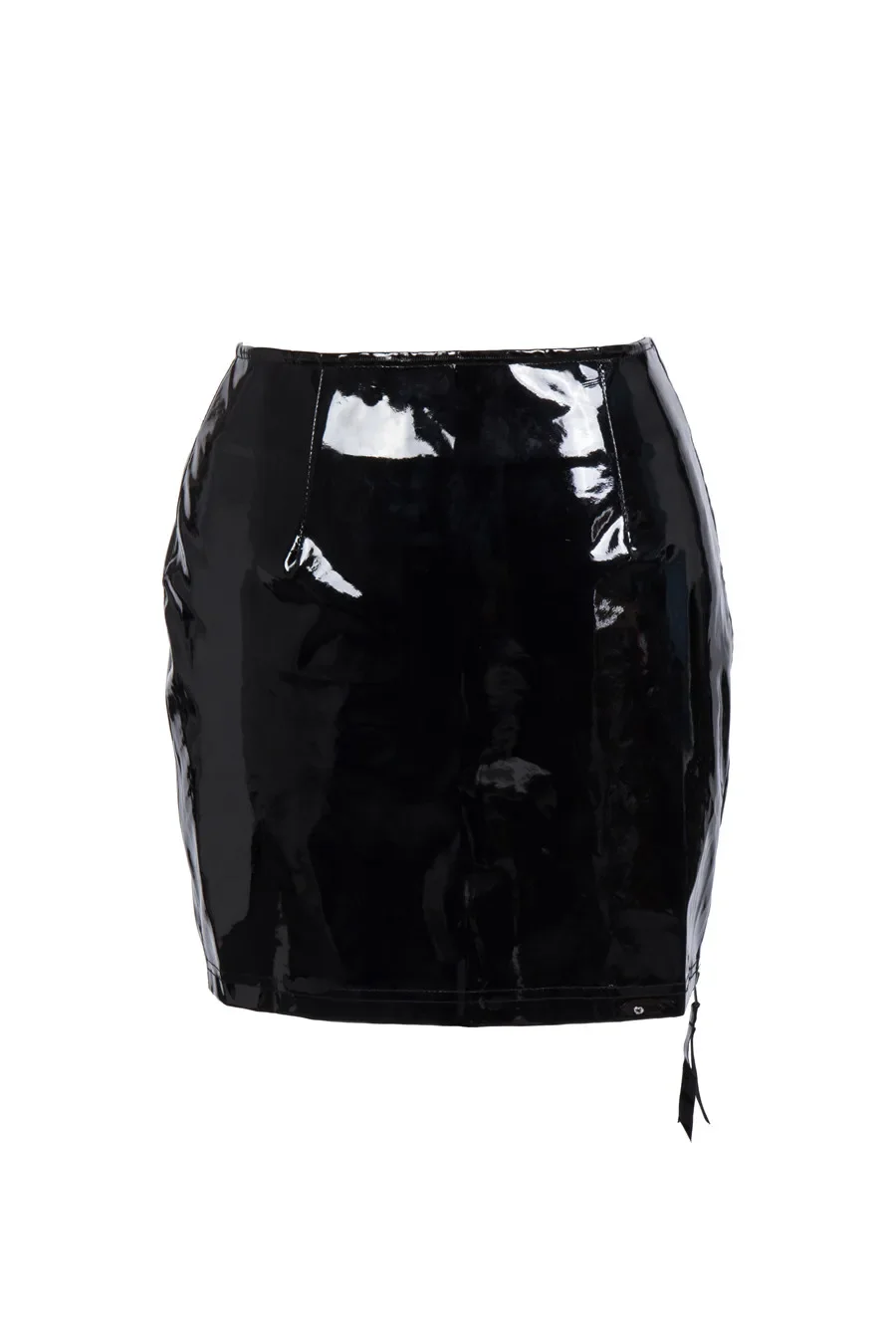 Faldas cortas negras ajustadas para mujer, minifaldas de tubo sexis con aspecto húmedo de PVC, ropa de baile gótica para club nocturno con cremallera de cuero y látex de vinilo