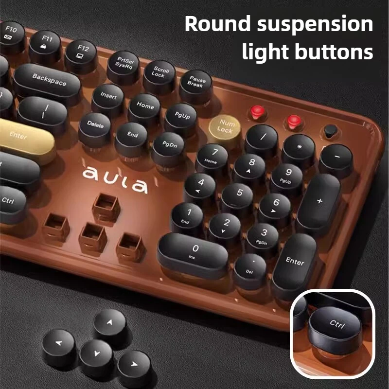 AULA AC306 2.4G Wireless Keyboard and Mouse Combo 104 Keys Retro Keyboard for Laptop Desktop Gaming Keyboard PC Gamer