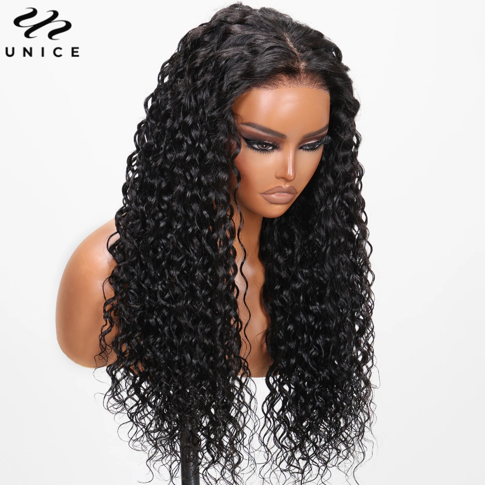 UNICE Hair 200% Density Water Wave Wig Pre Cut 6x4.75 Lace Closure Glueless Wig Human Hair Ready To Wear