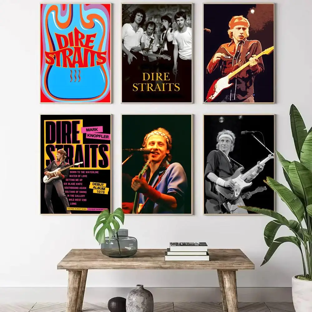 D-Dire S-Straits Singer Band Painting Calligraphy Canvas Poster Wall Art Aesthetic Home Decoration for Living Room