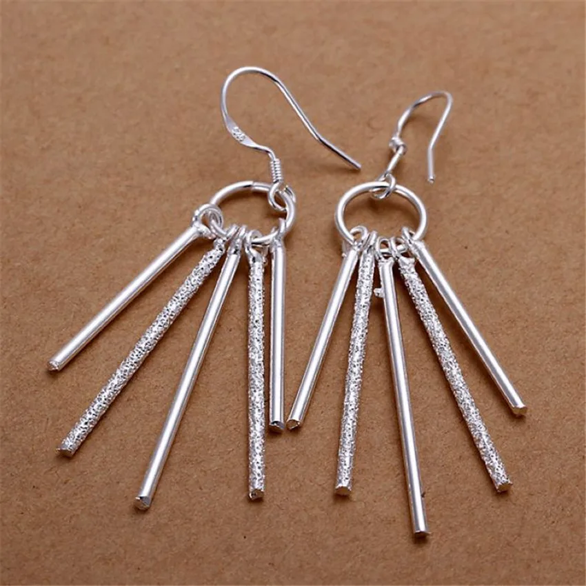 

925 Sterling Silver Earring Drop Charms Beautifully Five Column Hot Sell Fashion Jewelry Wild Party Free Shipping Gifts