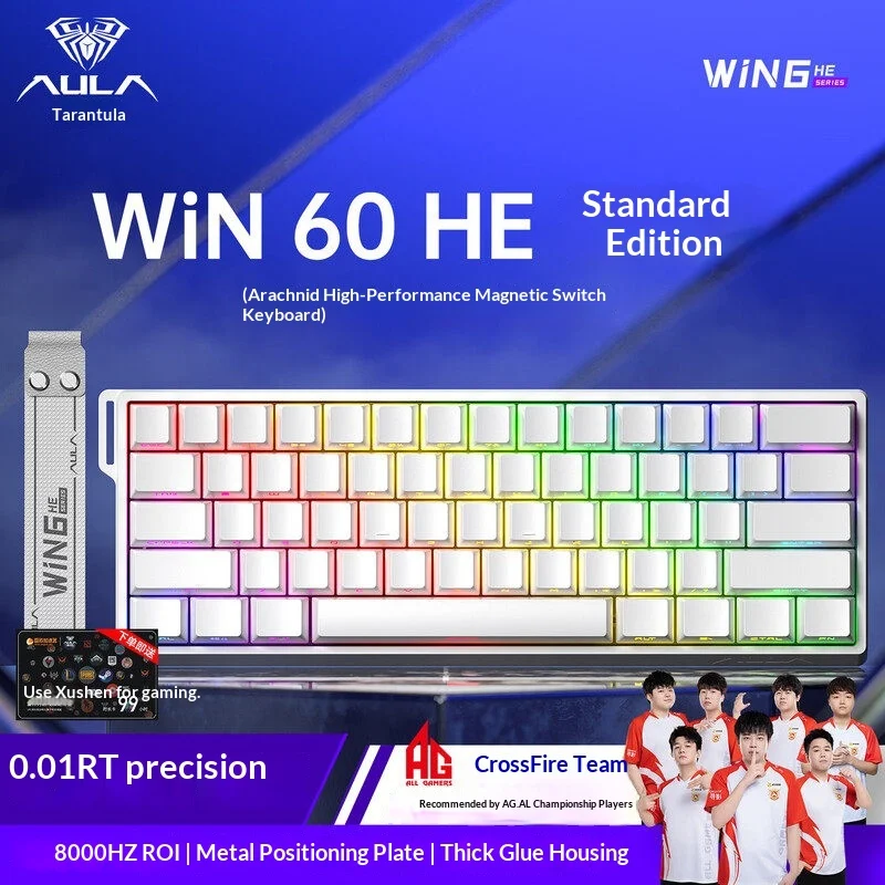 Aula Win60 Magnetic Switch Mechanical Keyboard Rgb Backlight 8khz Polling Rate 0 Dead Zone Adjustable Customized For Pc Gaming