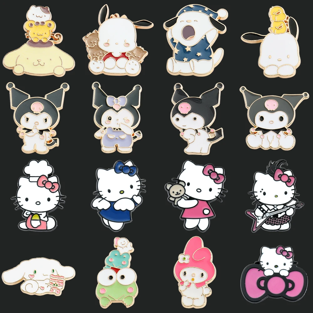 

Cartoon Cute Sanrio Collection Brooch Kawaii Cinnamoroll Hello Kitty Kuromi My Melody Lapel Pin for Women Jacket Badge Toy Gift