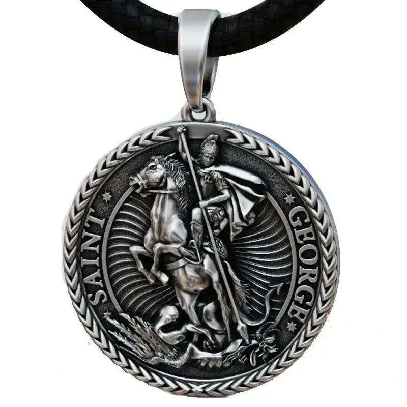 

15g Saint George and the Dragon Round Pendant Customized 925 SOLID STERLING Silver High Trendy