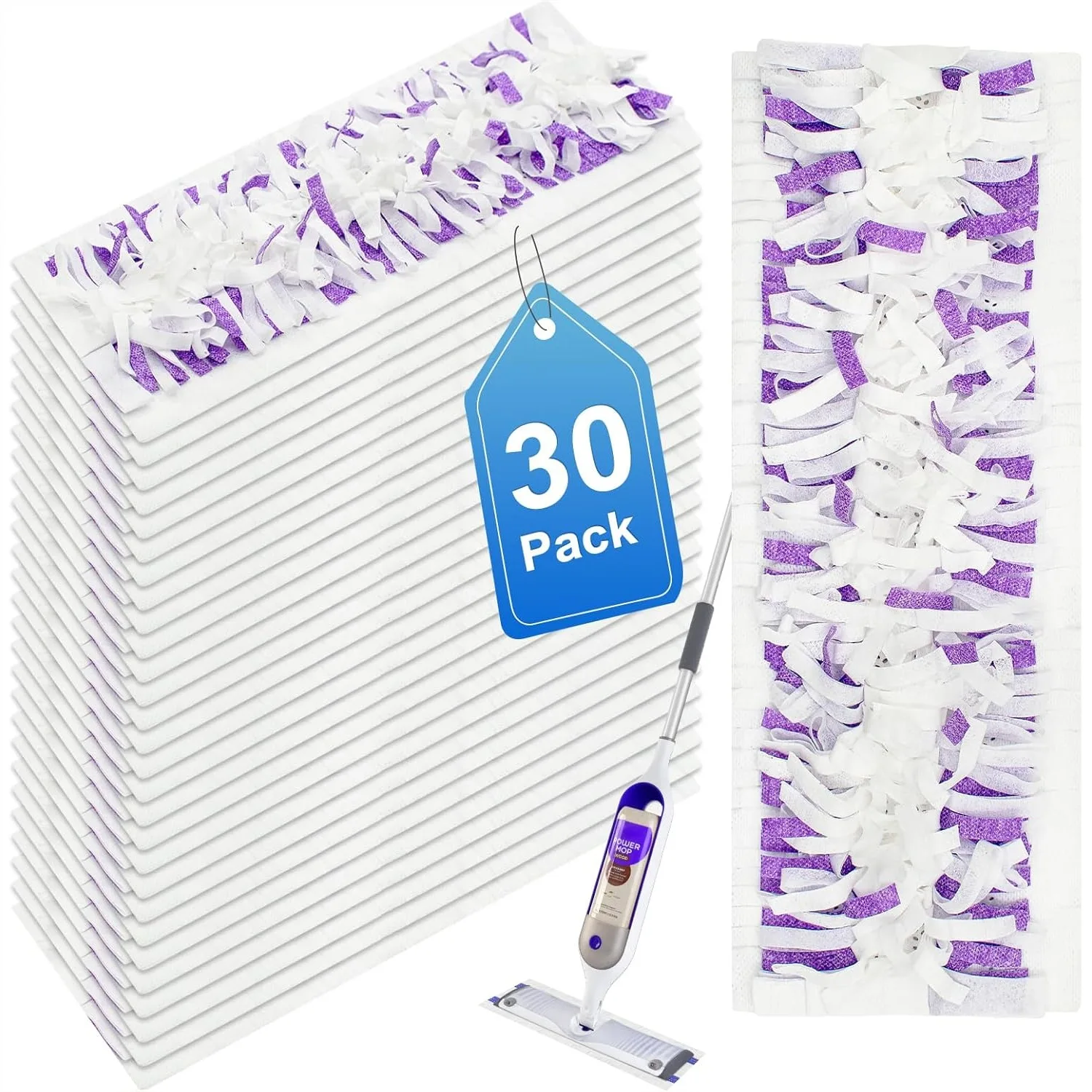 

30 Pack Disposable Mopping Pad Refills Compatible with Swiffer PowerMop, Wet & Dry Floor Cleaning, Multi-Surface Use