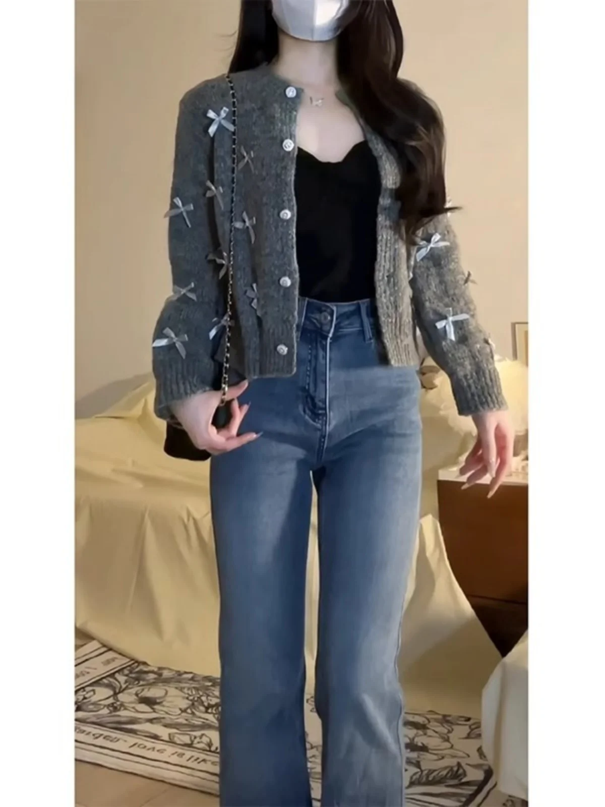 ay round Ne الثقيلة عقدة سترة معطف المرأة ربيع 2025 تصميم جديد محبوك سترة مفتوحة عادية Sle #5