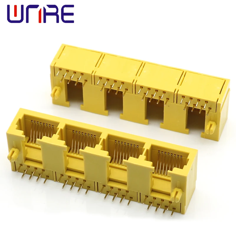 RJ45-56B-1X4 Yellow 8P8C Horizontal Female Notch Upward Optical Modem Socket Network Socket Connector Interface