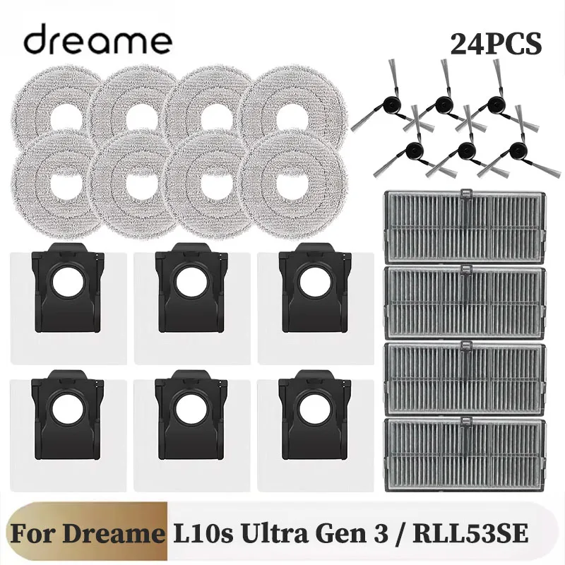 Image of Für Dreame 100% L10s Ultra Gen 3 Gen3 / RLL53SE Ersatzteile Zubehör Haupt- und Seitenbürste Filter Wischpad Staubbeutel