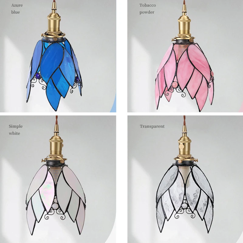 Tiffany Stained Glass Pendant Light Diamond Square Hanging Lamp for Dining Room Bedroom Lighting Fixture Mediterranean Home Deco