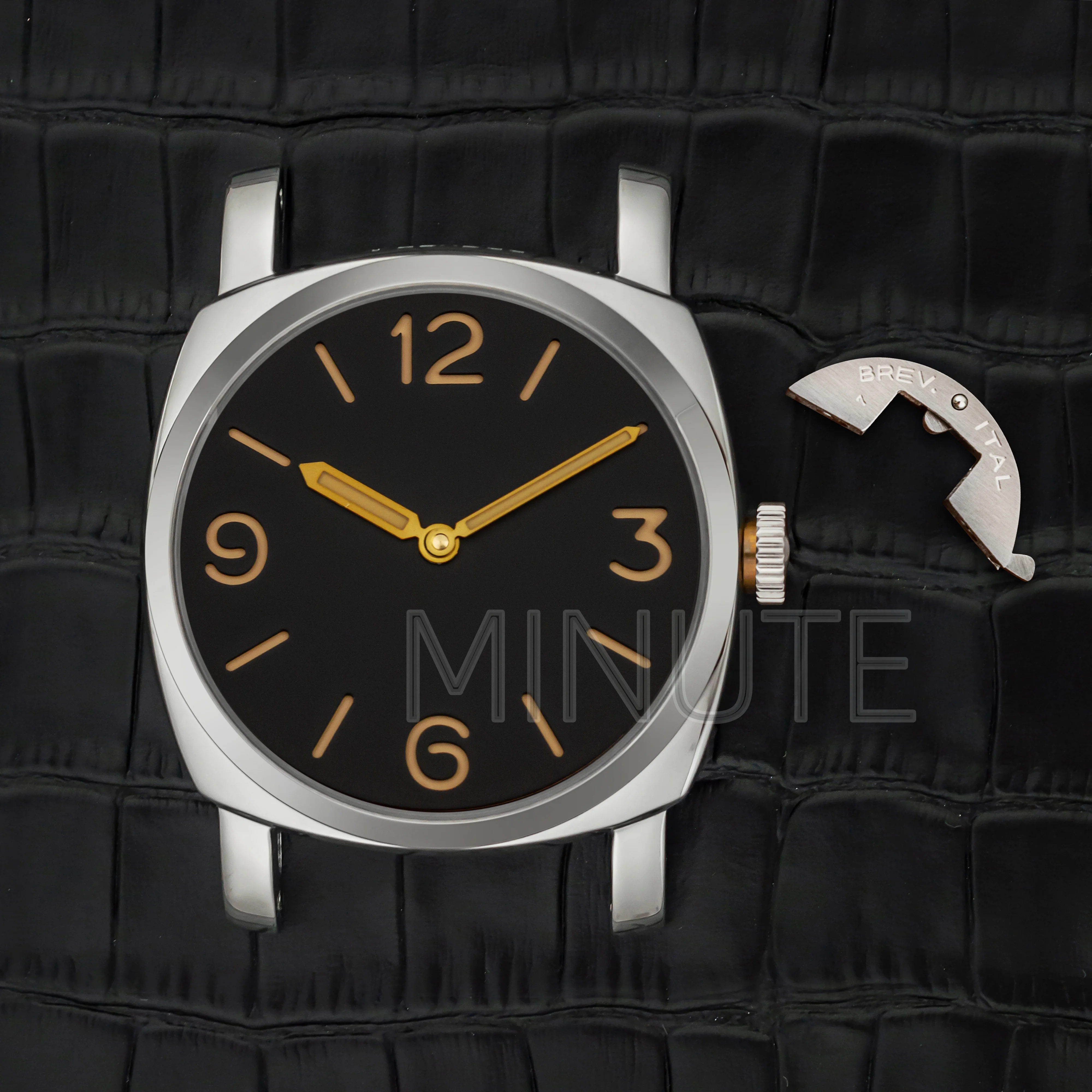 Vintage Stainless Steel Watch Case Dial Face Hands for PAM 6152 Water Resistant 47mm Case for ETA 6497/6498/ST3600 Movement