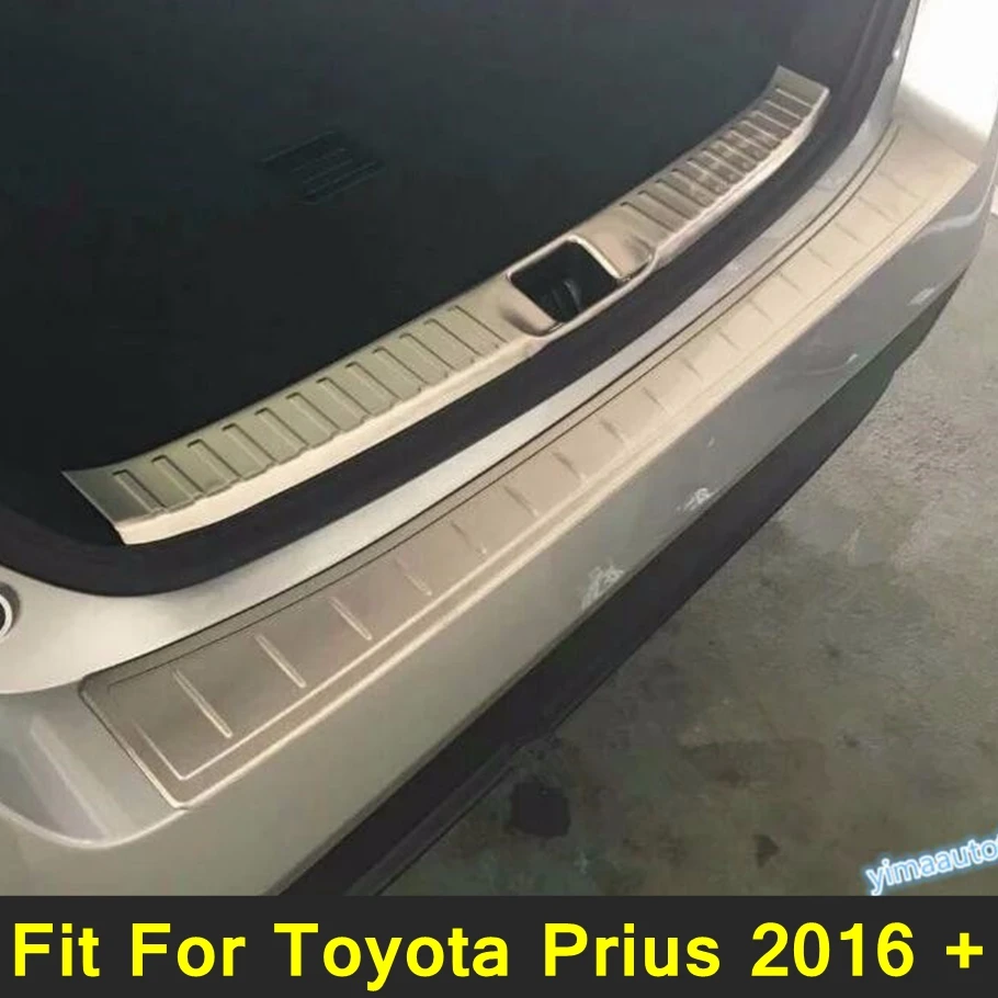 

Auto Rear Bumper Foot Plate Protector Decor Cover Trim For Toyota Prius 2016 2017 Stainless Steel Exterior Refit Kit Accessories