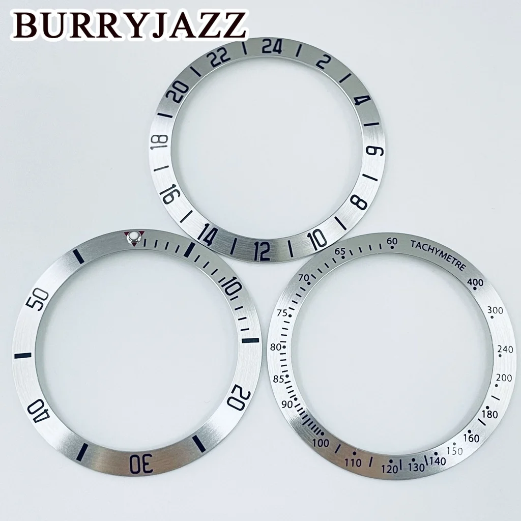 BURRYJAZZ 38MM Chronograph Indices Function Sloping Bezel Insert SUB Diving GMT Watch Insert Watch Replace Aluminum Bezel
