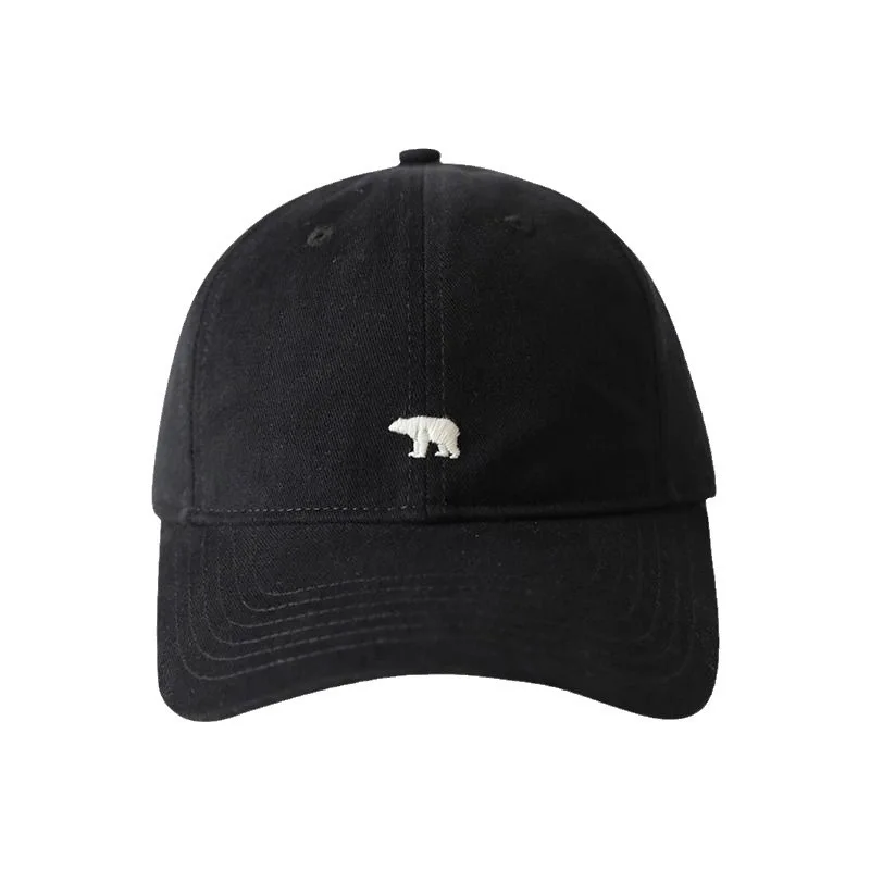 Fashionable Retro Polar Bear Embroidered Baseball Cap For Women Japanese Style Versatile Big Head Circumference Duckbill cap image 2