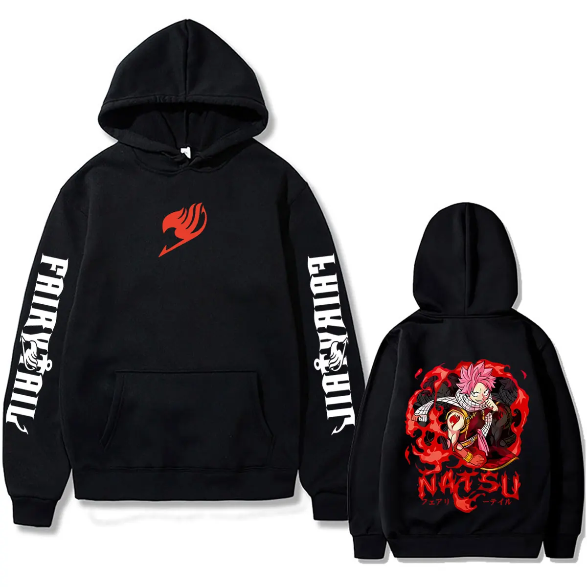 Anime Fairy Tail Grafik-Hoodie Cartoon Natsu Dragneel Kapuzenpullover Herren Damen Kleidung Manga Vintage Oversized Streetwear – Detail 2