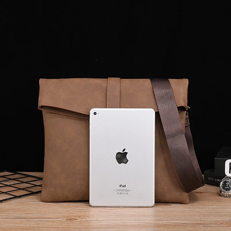 GOYN Vintage Leather Men's Bags Large Capacity Shoulder Crossbody Bag for Men Lightweight Messenger Small Sling Bag Brown