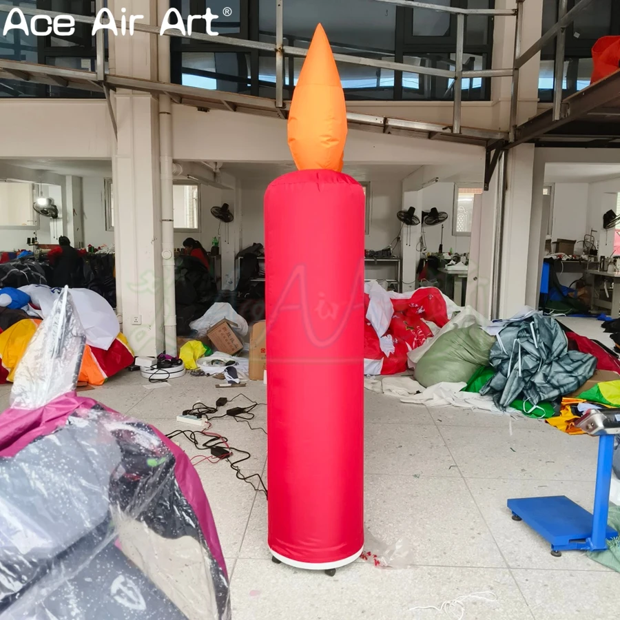 Factory Direct 2-delige opblaasbare kaarsen, zelfstaande rode opblaasbare led-kaarsen voor vakantie/podium/feestdecoraties