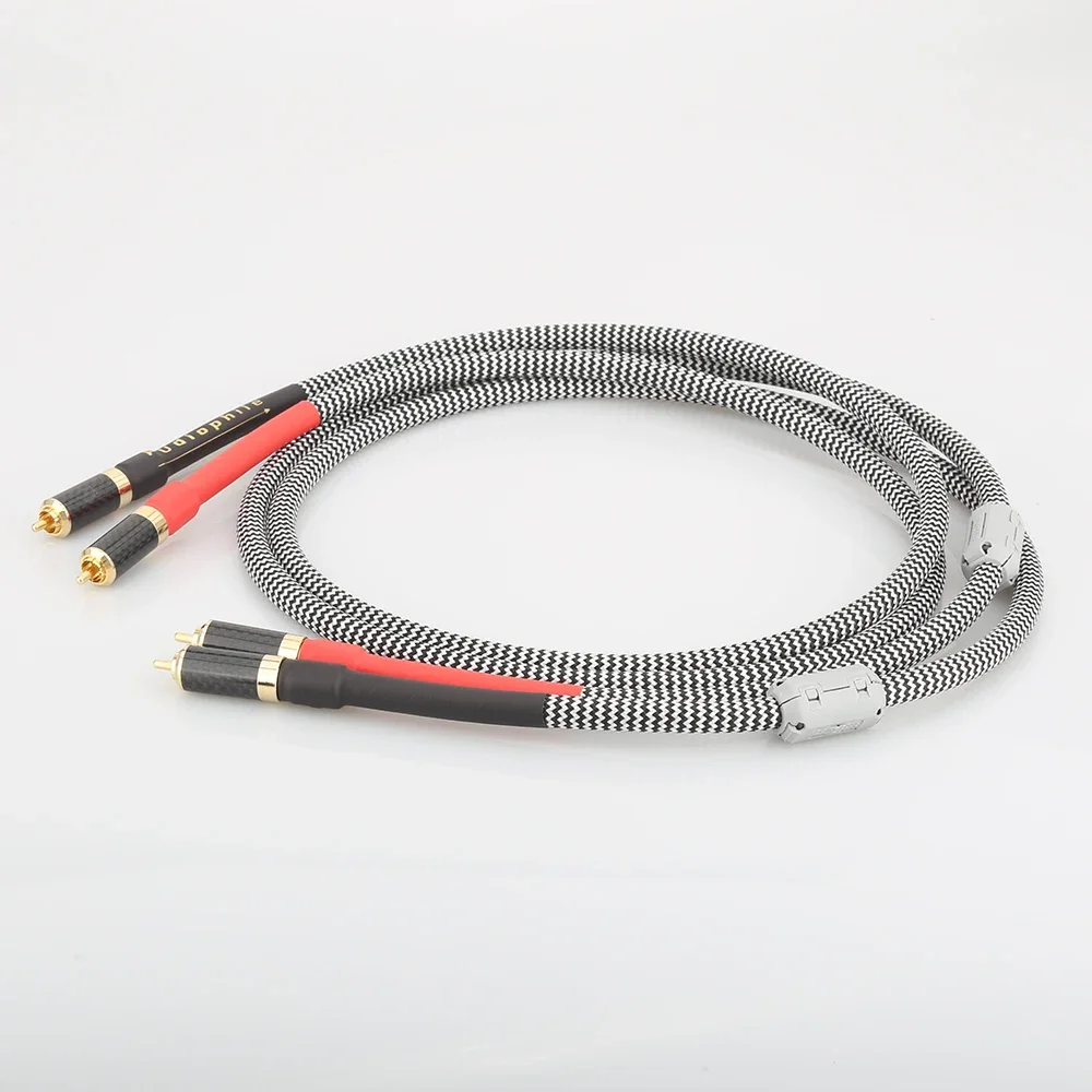 1 Pair Hifi Audio Silver Plated Stereo RCA TO RCA Phono Interconnect Cable Male to male Audio Cable HIFI