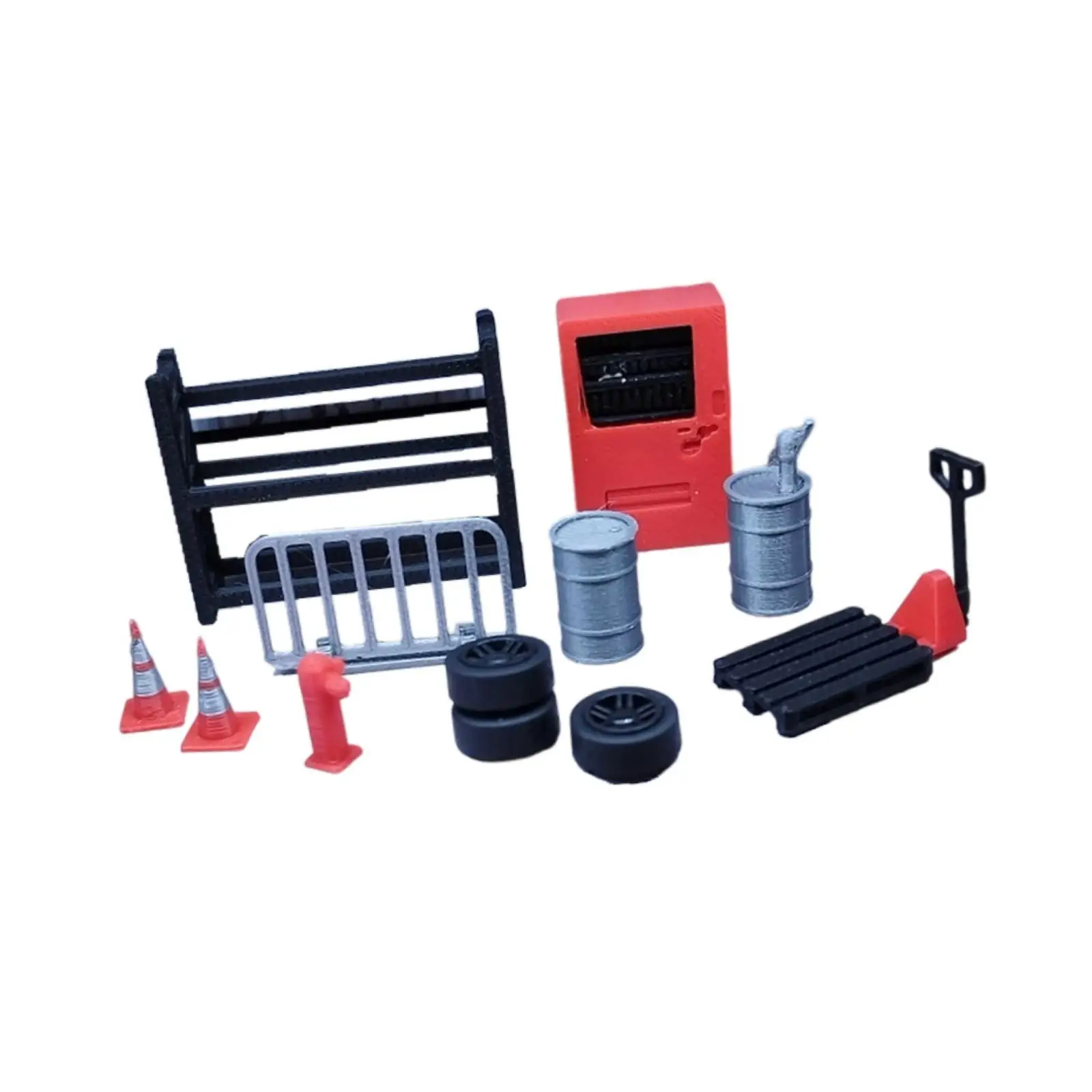 

1/64 Diorama Car Garage Traffic Cones Architecture Model Tires 13Pcs/Set Furniture Auto Repair Tools Model Workshop Auto Shop