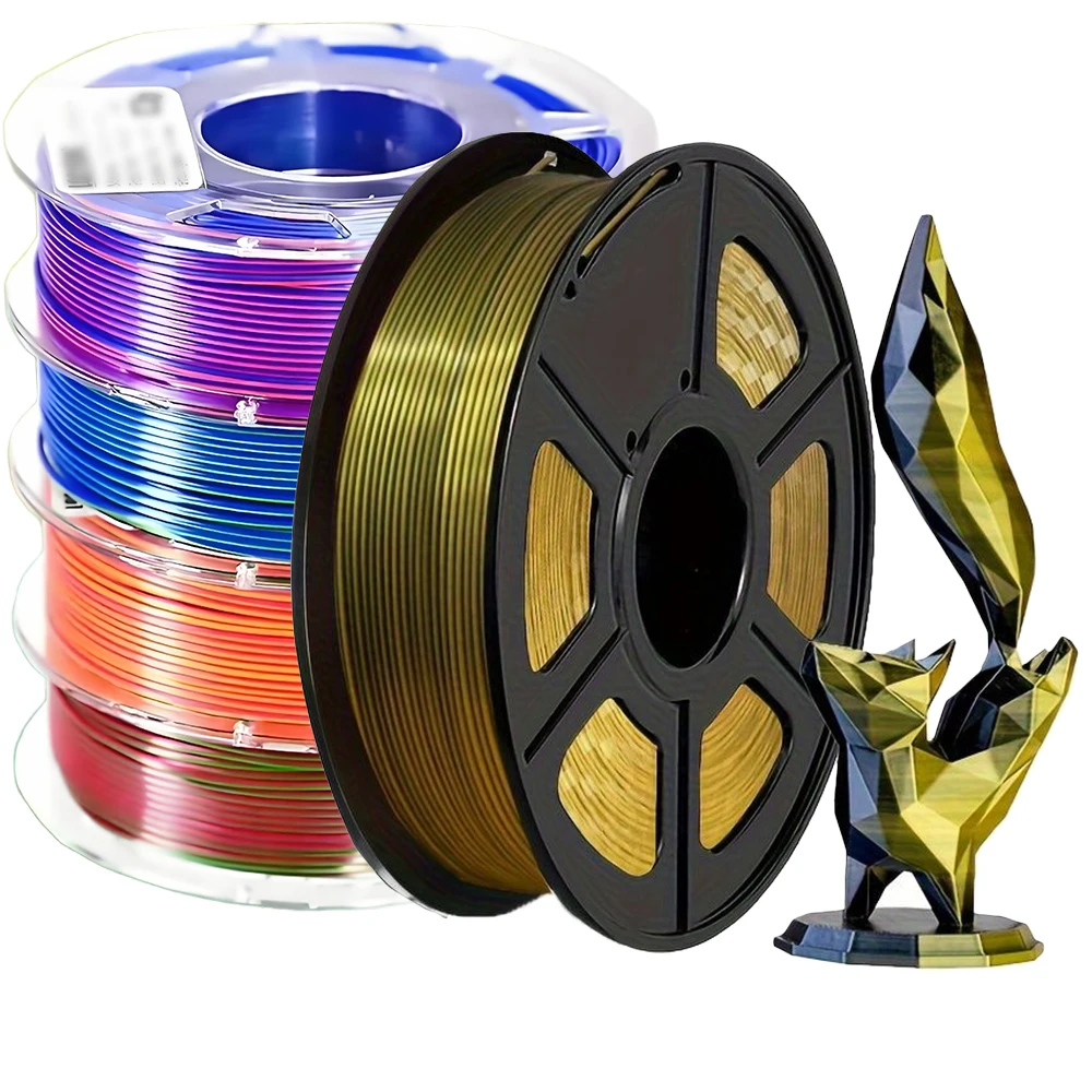 

Шелковая нить PLA 1,75 мм, двухцветная, синяя, фиолетовая, красная, черная и т. д. для сублимационной нити для 3D-принтера Extrudeuse, Duotone 250 г/200 г