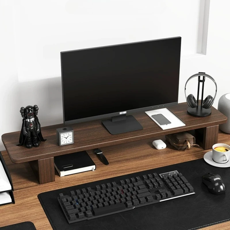 Wooden Monitor Riser Stand Office Desktop Monitors Storage Bracket Computer Screen Height Increase Organizer Holder Monitor Base