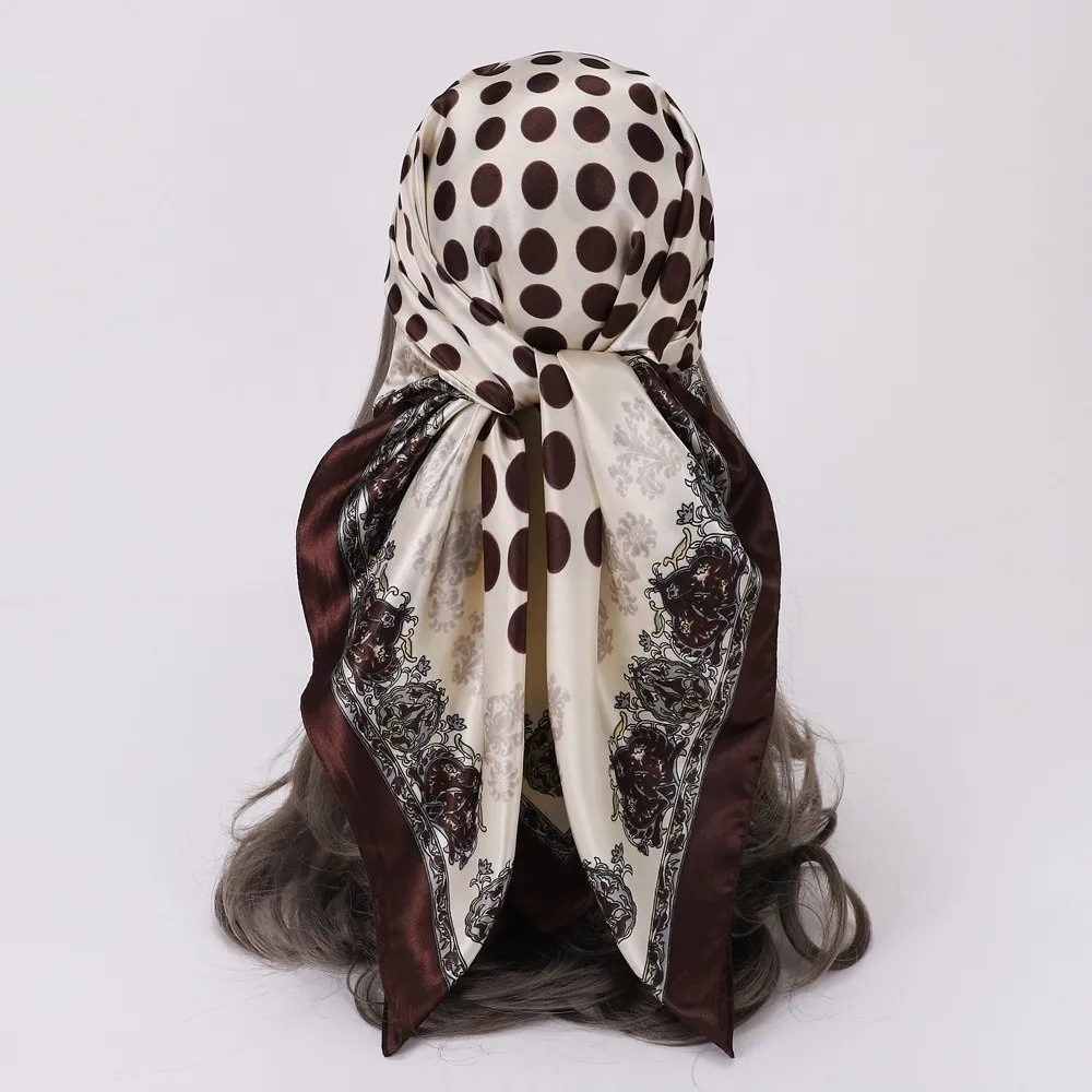 

Модный атласный платок на голову, имитация шелка, квадратный шарф 90x90 см, многофункциональные модные аксессуары, шаль для женщин