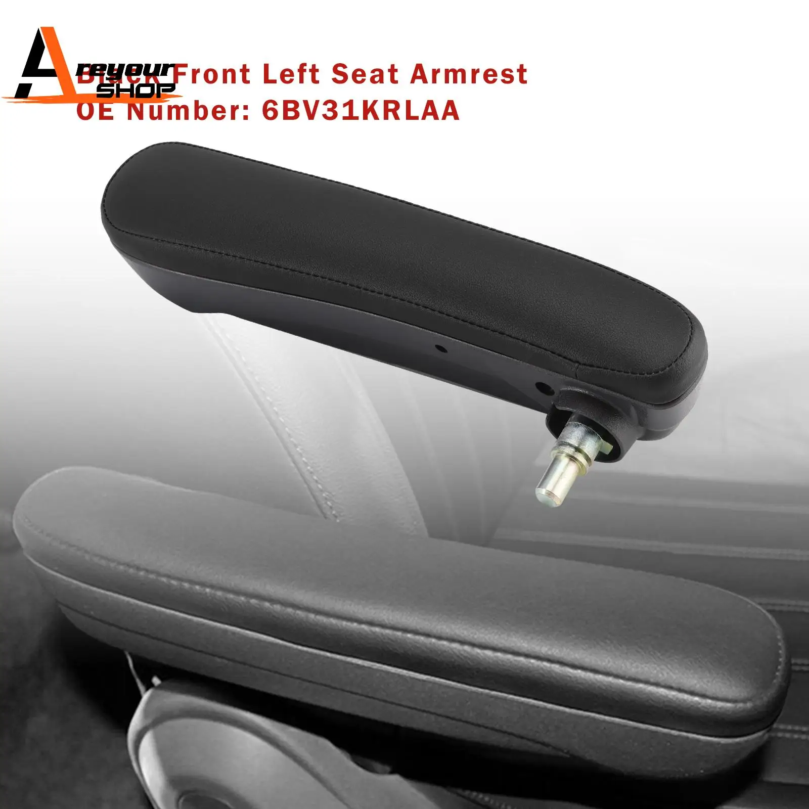 

Areyourshop Black Front Left Seat Armrest 6BV31KRLAA for Fiat 500 Abarth 2016 2017 2018 2019
