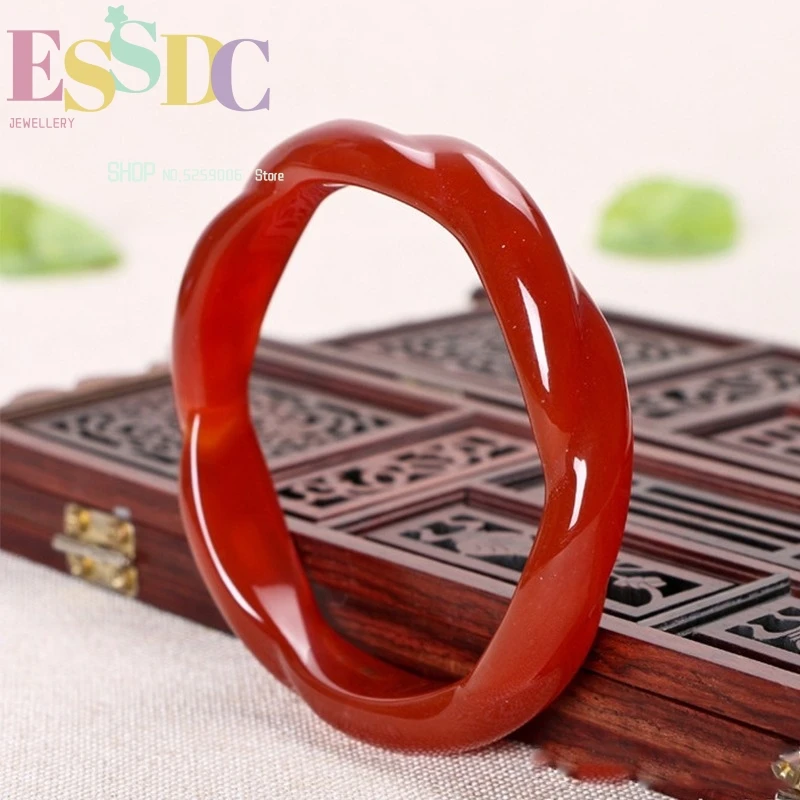 Natural Carnelian Hand Carved Twist  Fashion Boutique Jewelry Female Red Agate Beauty Bracelet