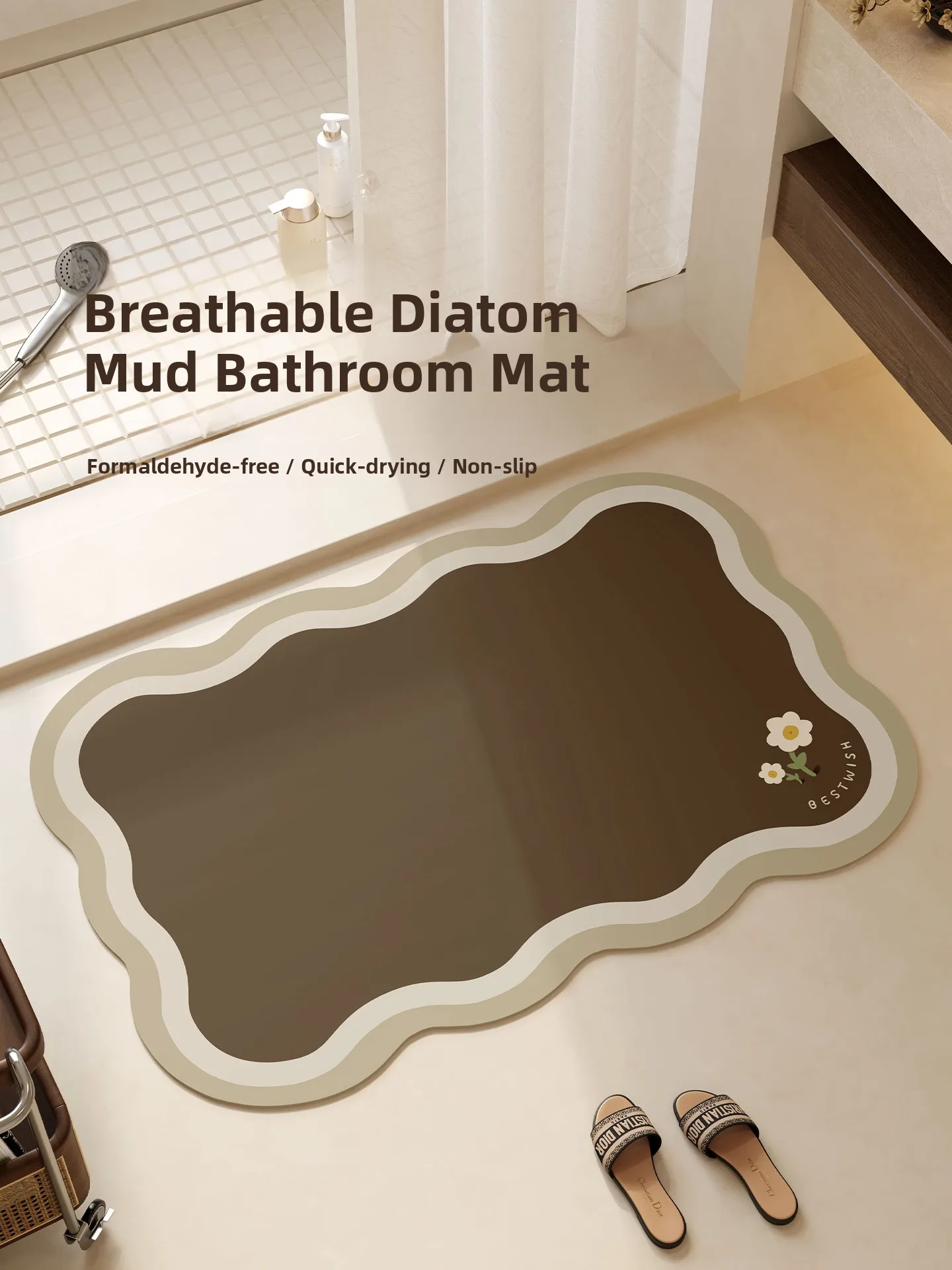 

Batoom Mat Qui Dry Silicon Dendroid Anti Slip Toilet Sink Bath Room Entrance Door Mat Floor Carpet Home Decor Rug
