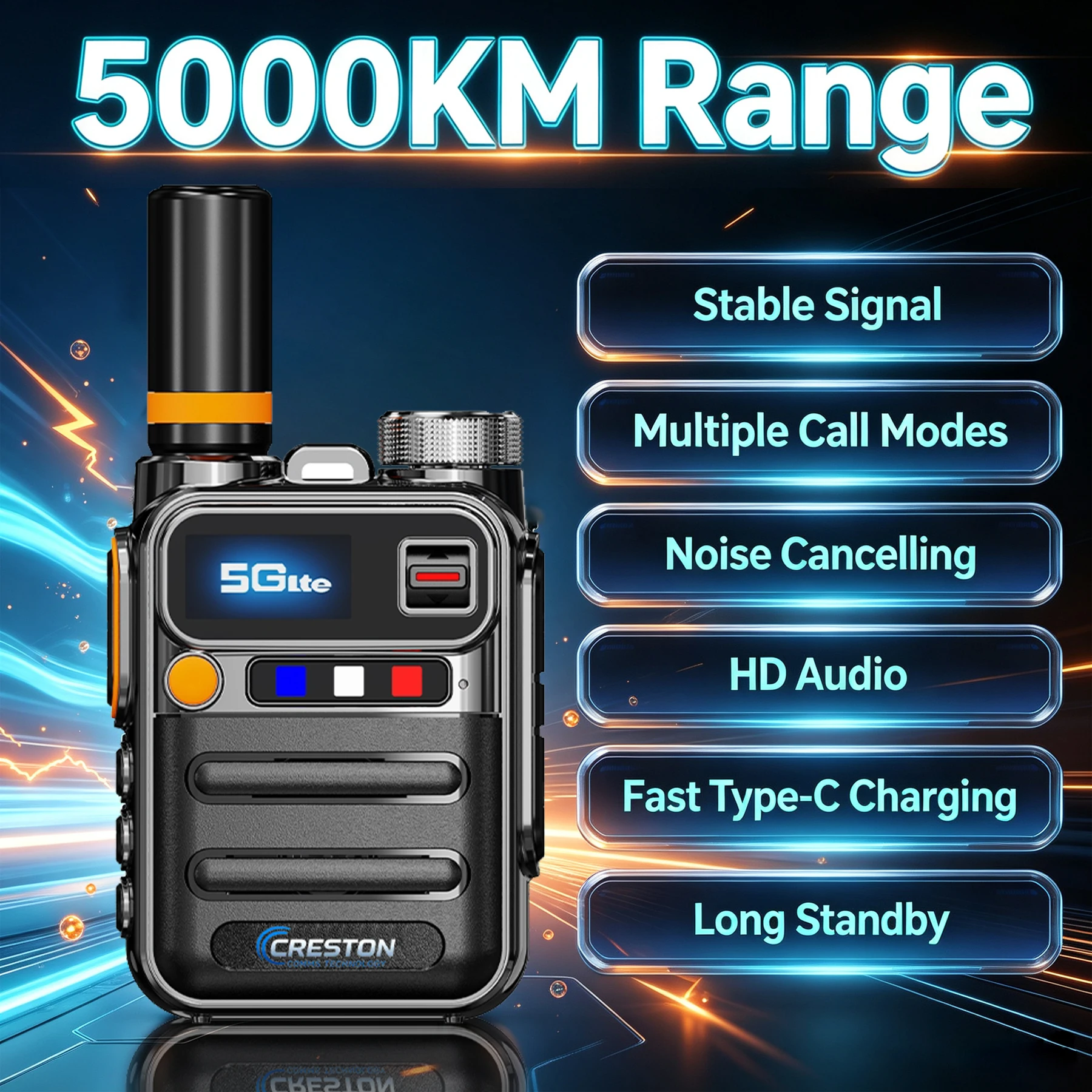 KL-100 Mini Portable 4G POC Intercom, Lifetime Free SIM Card, Global Unlimited Distance Intercom, Suitable for Teams