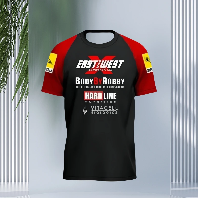 3D Printed 25 East Vs West Devon Larratt Quick Drying Arm Wrestling Team Jersey Training Fitness Games Day Uniform Short T-shirt