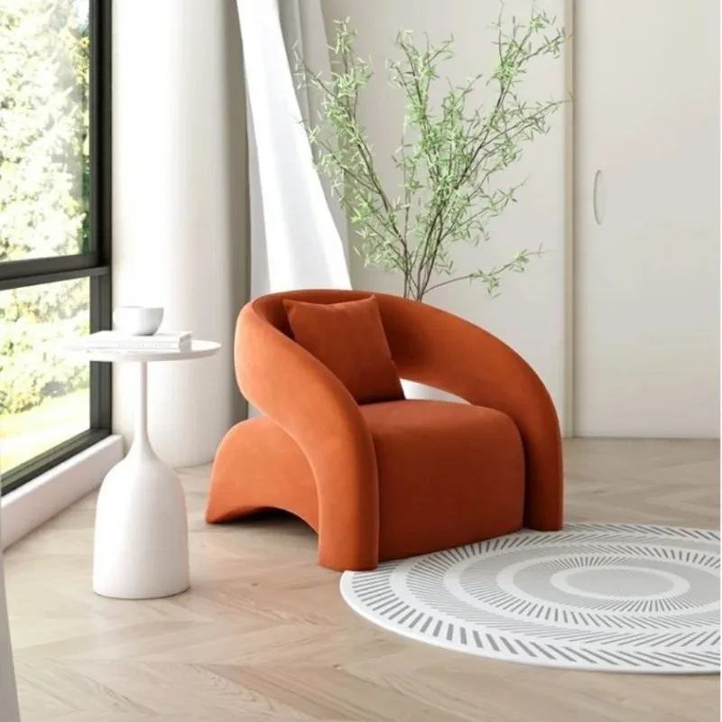 Single Sofa,leisure Living Room, Balcony, Single Chair, Backrest Chair,lamb Velvet Curved Chair,homestay Hotel Reception Chairs