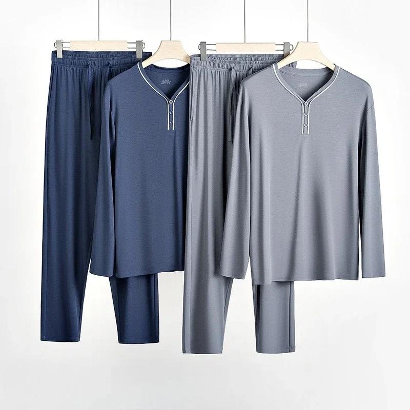 Men's Austrian Lenzing Modal Pajama Sets Luxury Sleepwear Street Ready Comfortable Loungewear