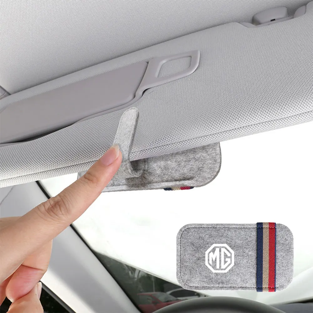 1 pz Auto Pelle Scamosciata Occhiali Borsa di Immagazzinaggio Visiera Parasole Organizer Clip Per MG Morris Garages GT MG3 MG6 MG5 MG7 GS Pilot HS ZS ZX