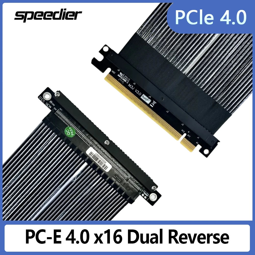 

PCI-E 4.0 X16 Райзер-кабель Удлинительный кабель графического процессора Высокоскоростной гибкий двойной одиночный обратный GEN4 RTX4090 4080 RX 7900XTX 256 Гбит/с