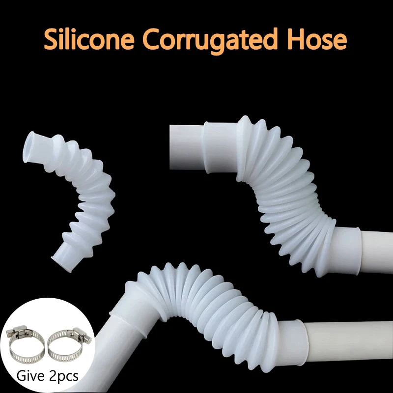 1PC I.D 20~110mm Silicone Corrugated Hose PVC Pipes Aquarium Fish Tank Accesories Inlet Outlet Joints Telescopic Bending Hose