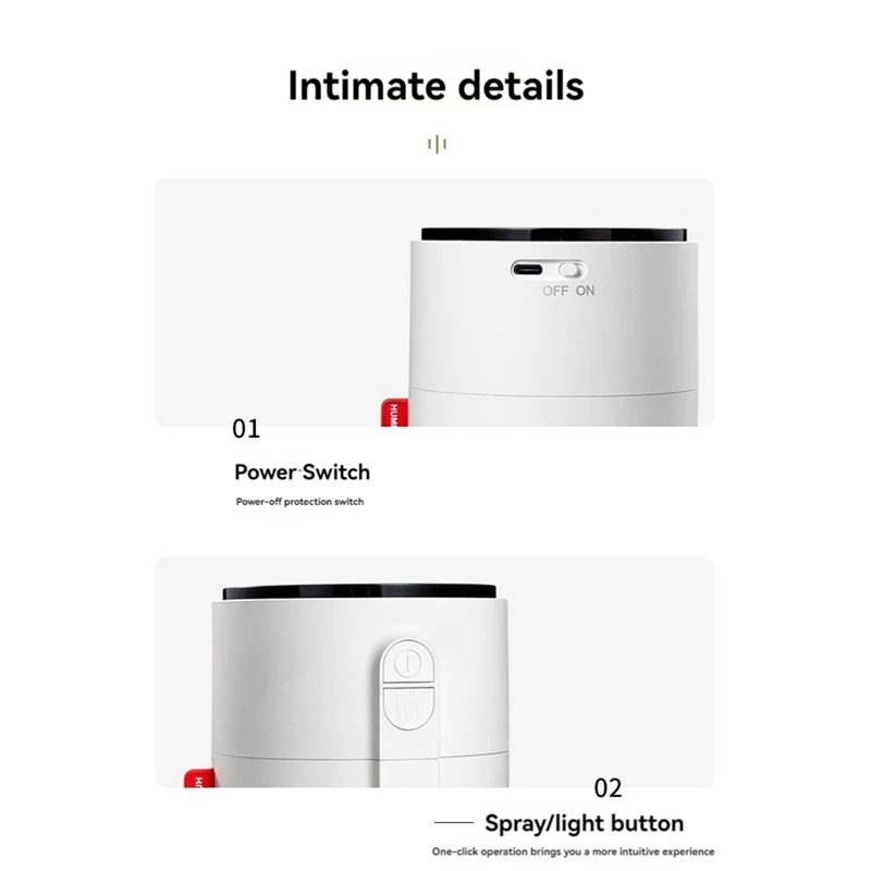 Humidifier untuk kamar tidur, Humidifier kecil dapat diisi ulang, Pelembab udara meja portabel 800ML dengan kabut dingin ringan