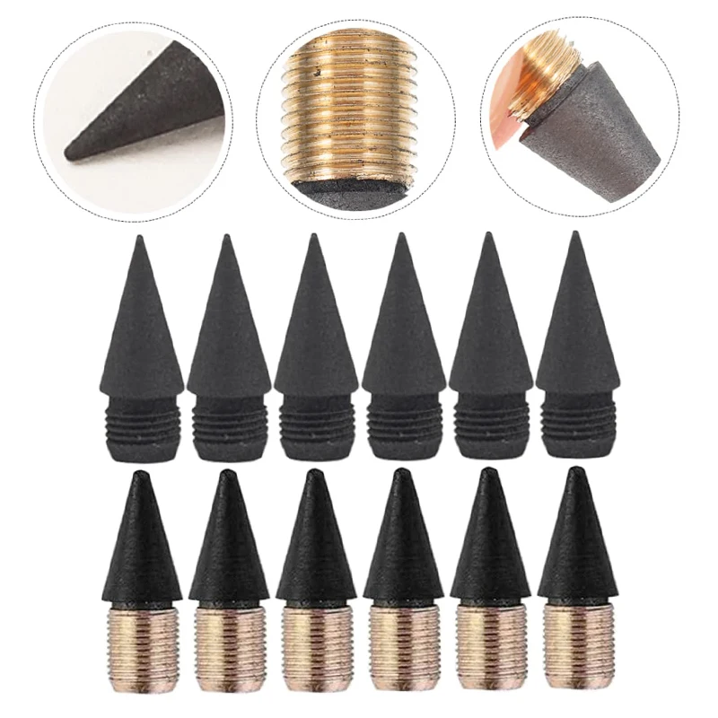 100Pcs Infinite Pencil Replaceable Refill Pencil Tips Reusable Inkless Graphite Nibs for Forever Pencils